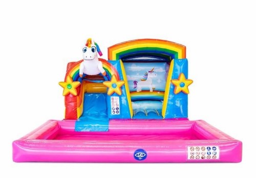 Springkussen Mini unicorn Splash met glijbaan